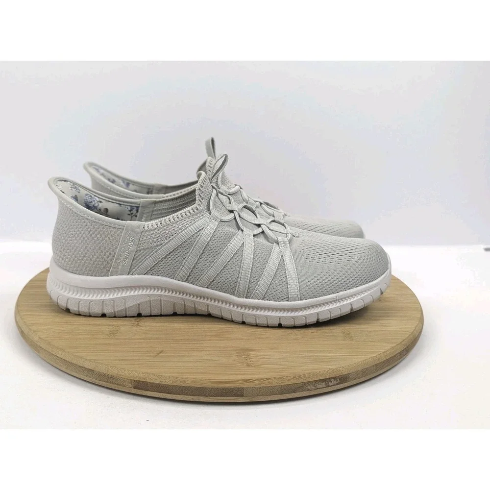 Sketchers Slip Ins Hands Free Shoes Womans 9 Gray Air Cooled Memory Washable